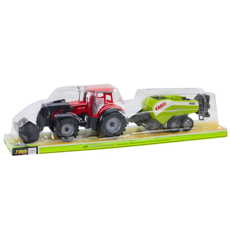 Zestaw Traktor Z Ładowaczem I Prasą Rolniczą - Czerwony