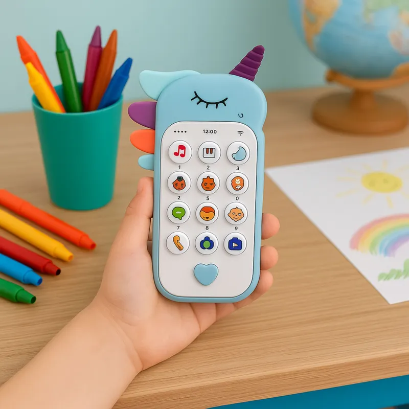 Dziecięcy Telefon Edukacyjny Światła Dźwięki Melodie - Niebieski