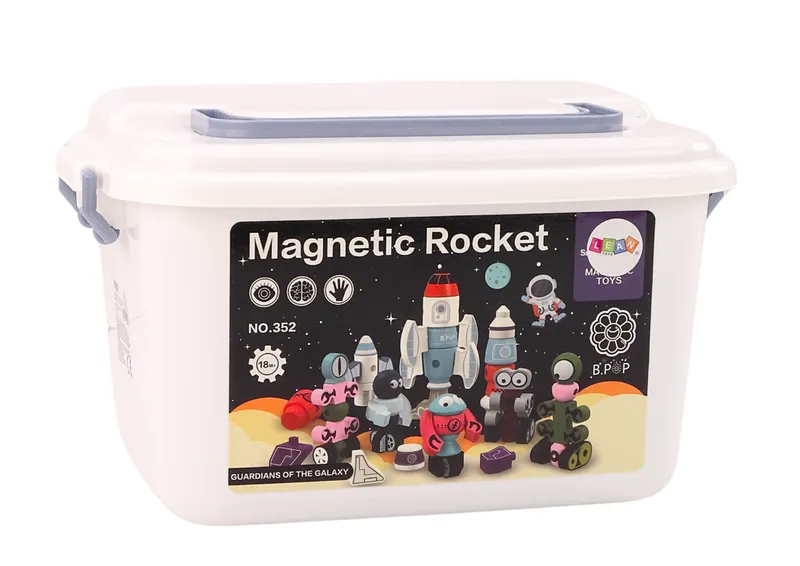 Klocki Magnetyczne Kosmos Rakieta Zestaw 56 Ele. Magnetic Rocket Mix