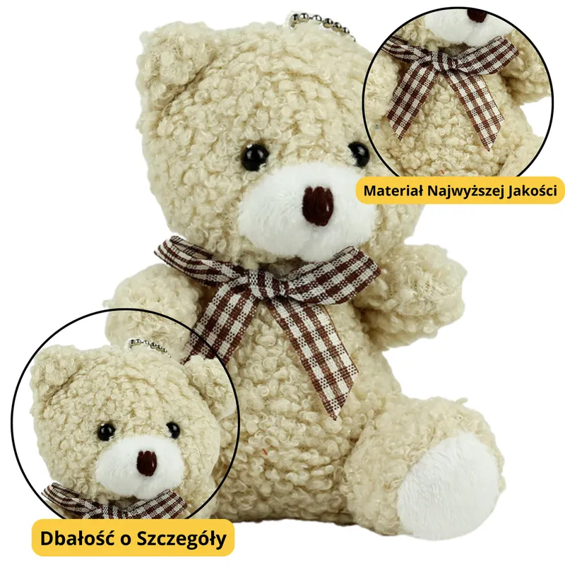 Miś Pluszowy Brelok Zawieszka Ozdoba 8cm - Beżowy