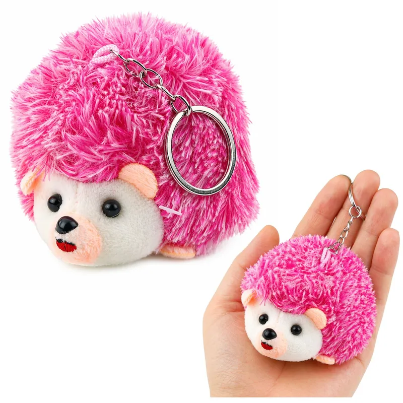 Pluszowy Jeż Zwierzątko Maskotka Brelok Do Kluczy Plecaka Kółko 9cm - Różowy