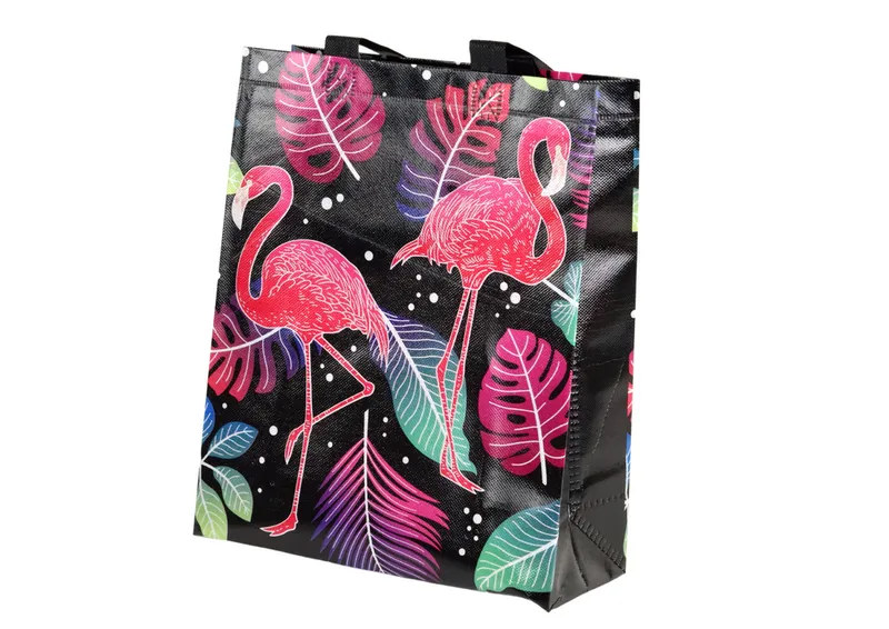 Torba Prezentowa Flamingi 30,5cm X 24,5cm X 10cm - Czarna