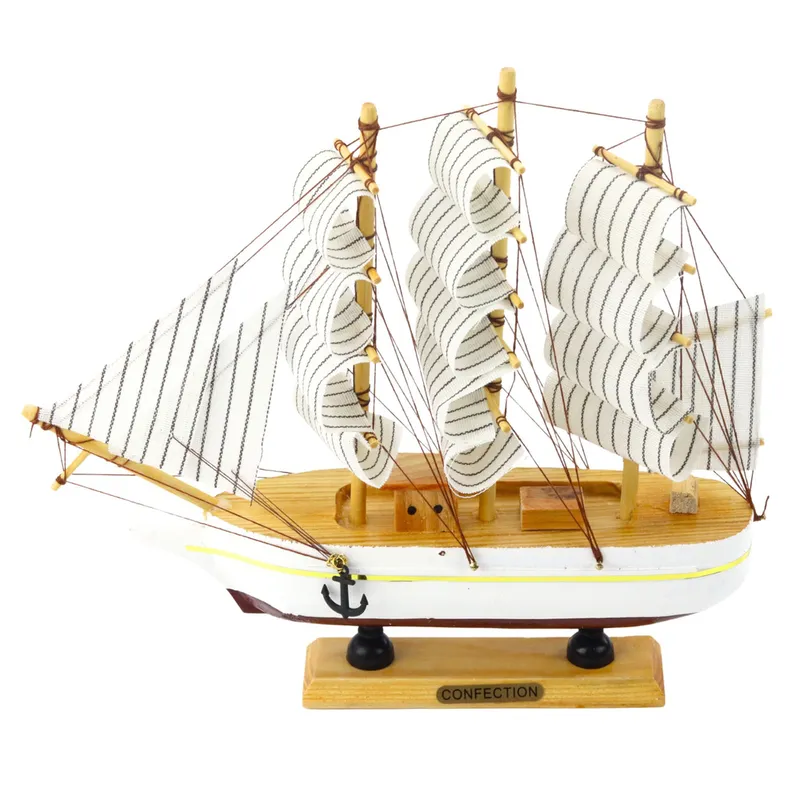 Model Kolekcjonerski Dekoracyjny Statek Żaglowiec Trójmasztowy 24x23cm - Biały