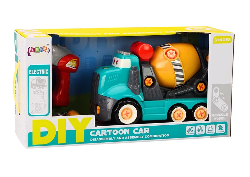 Ciężarówka Betoniarka Kreskówkowa Do Skręcania DIY - Turkusowa