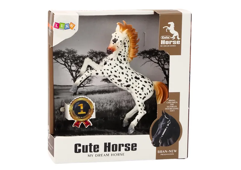 Figurka Konia Koń W Kropki Stojący Stajnia Farma Cute Horse - Biały