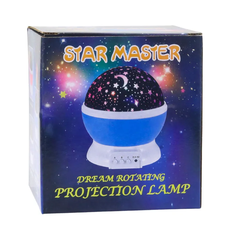 Projektor Gwiazd Obrotowy 360° LED Lampka Nocna - Niebieski