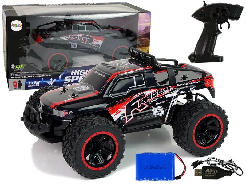 Auto Terenowe Off-Road R/C 2.4 g Amortyzatory 1:12 - Czerwony