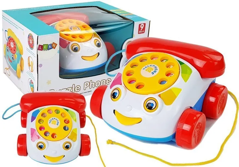Telefon Do Ciągnięcia Na Kółkach Ze Słuchawka Na Baterie Dla Niemowlęcia