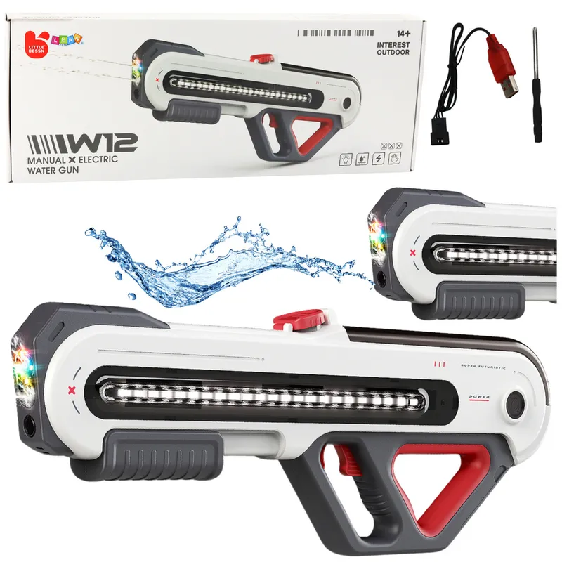 Duży Pistolet Karabin W12 Elektryczny Na Wodę LED 60cm - Biały