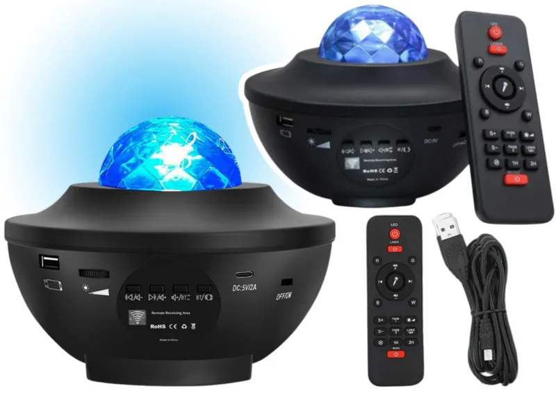 Projektor Gwiazd Lampka Nocna LED Głośnik Bluetooth Pilot