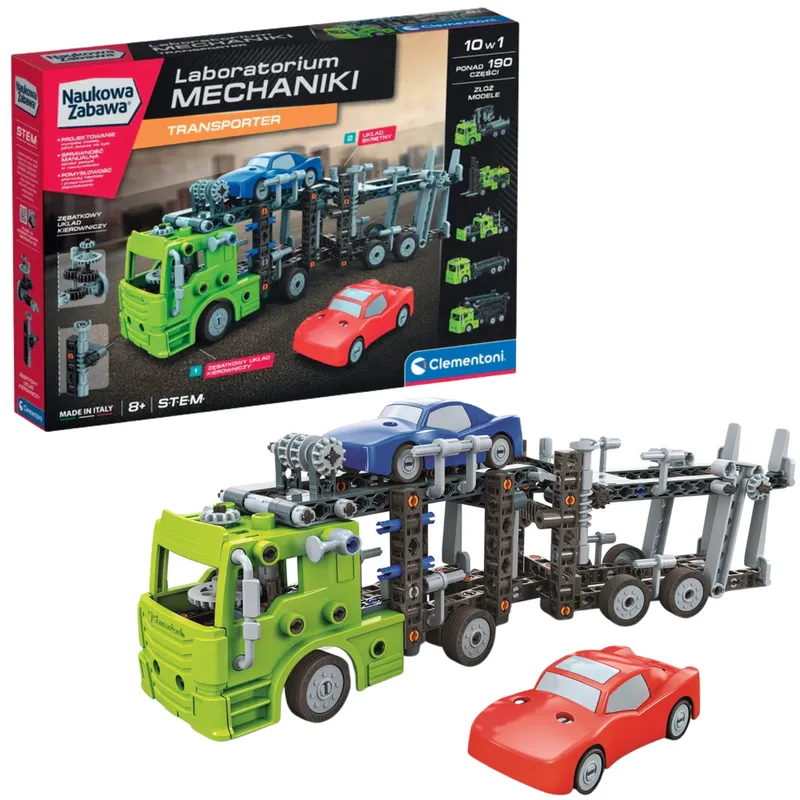 Naukowa Zabawa Klocki Laboratorium Mechaniki Transporter Język Polski CLEMENTONI 50249
