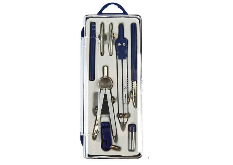 Zestaw Kreślarski Geometryczny Cyrkiel Techniczny Organizer 9 Ele