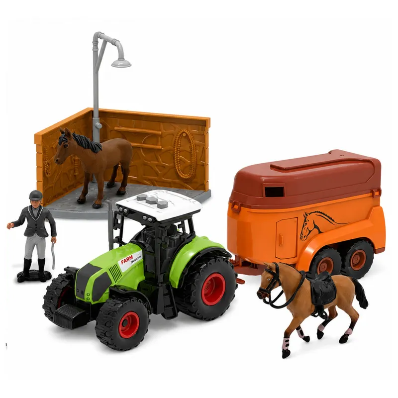 Zestaw Farma Stadnina Traktor Tor Przeszkód Skocznie Konie Figurki 72 el