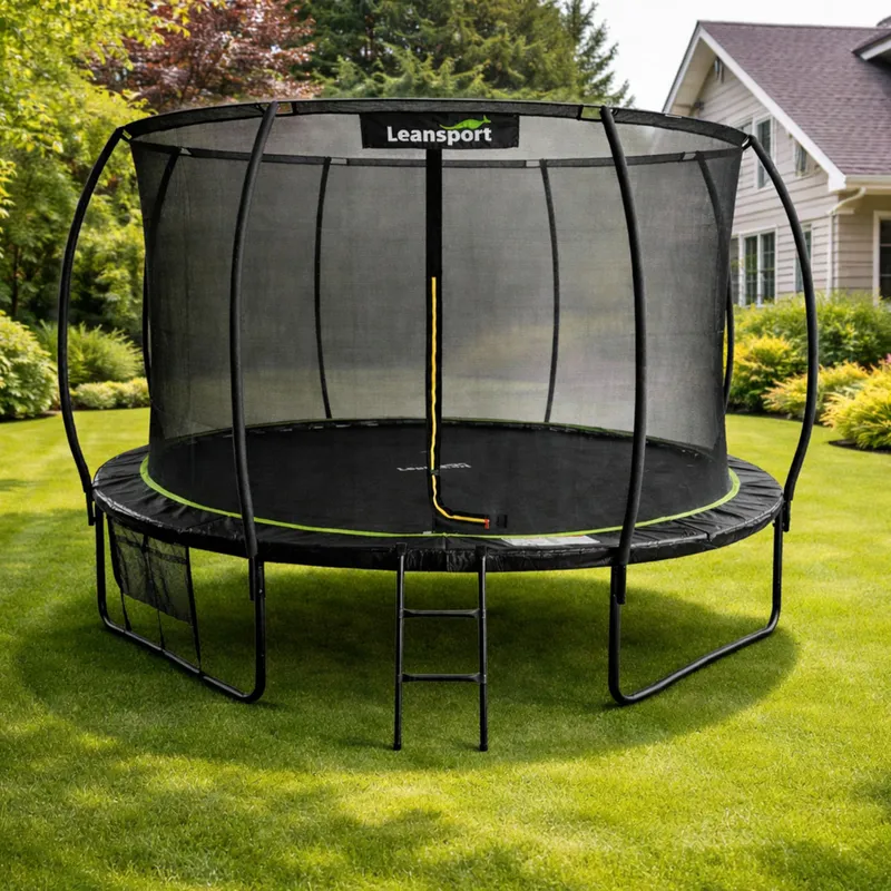 Trampolina Ogrodowa Z Siatką Wewnętrzną 427cm 14ft - Czarno-Zielona