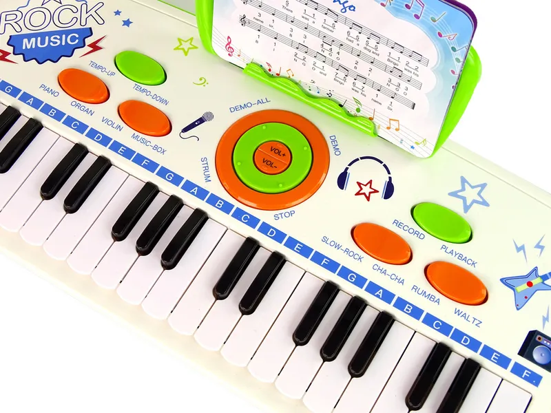 Elektryczne Pianino Keyboard Dla Dzieci Nuty USB MP3 - Niebieski