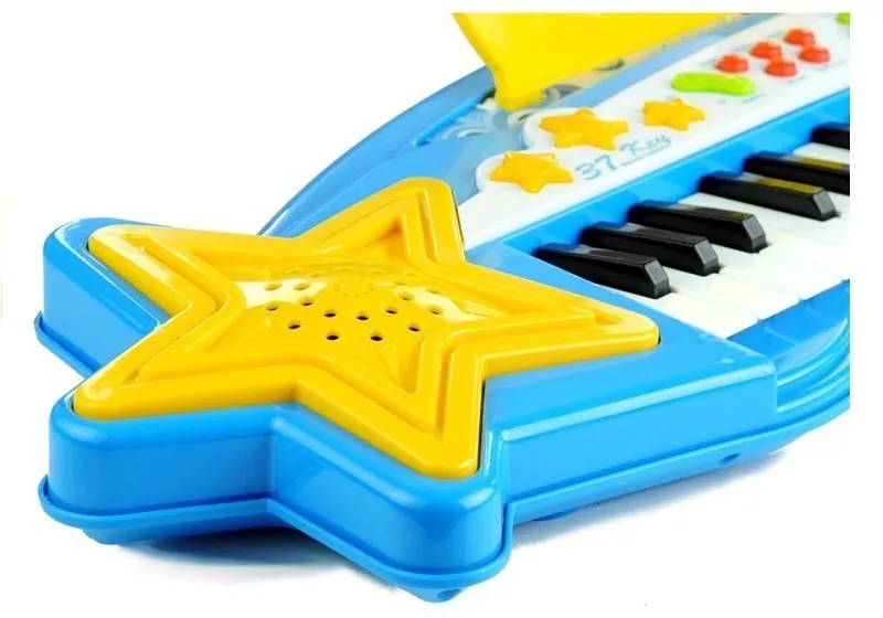 Duży Keyboard Elektroniczny Dla Dzieci 37 Klawiszy MP3 Mikrofon - Niebieski