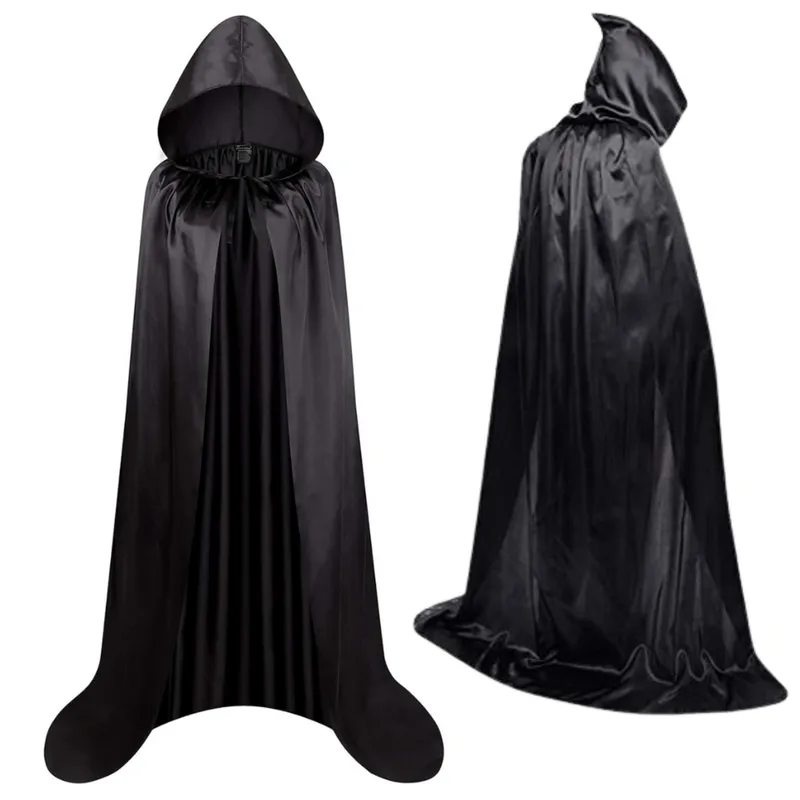 Peleryna Narzutka Z Kapturem Karnawałowa Halloweenowa 160cm - Czarna