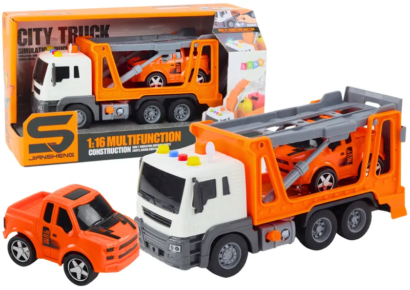 Ciężarówka Laweta Multifunkcyjna Światła I Dźwięki 1:16 Autko - Pomarańczowa
