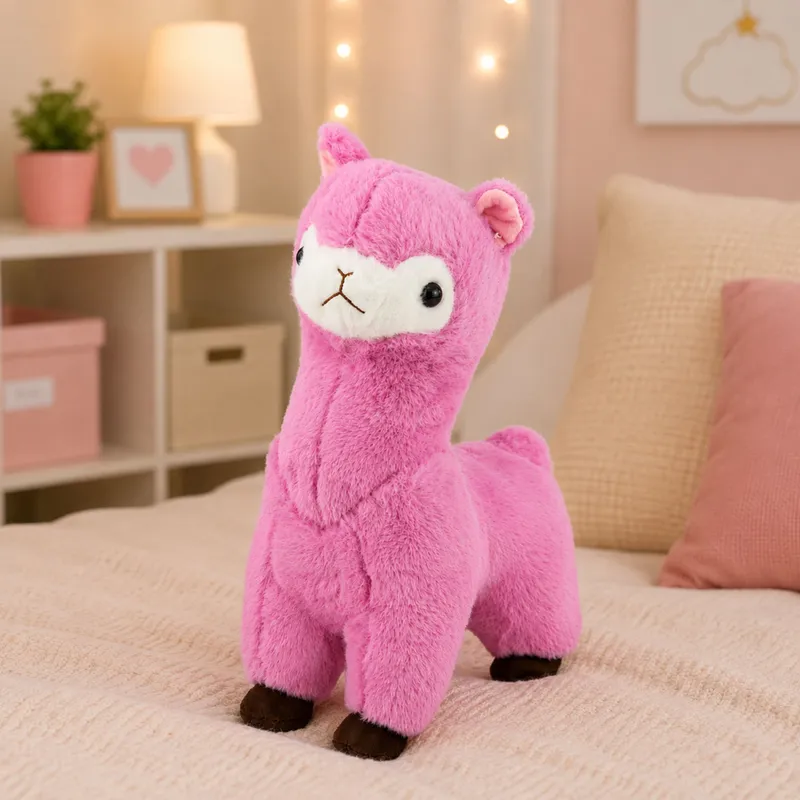 Pluszowa Alpaka Lama Maskotka Przytulanka Miękkie Futerko 38 cm - Różowa