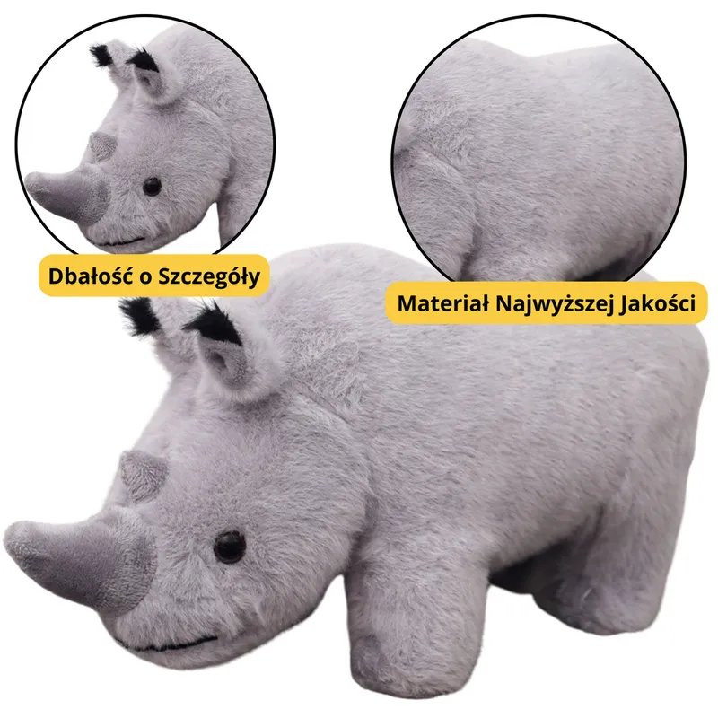 Maskotka Pluszowa Nosorożec Pluszak Przytulanka 30cm - Szary