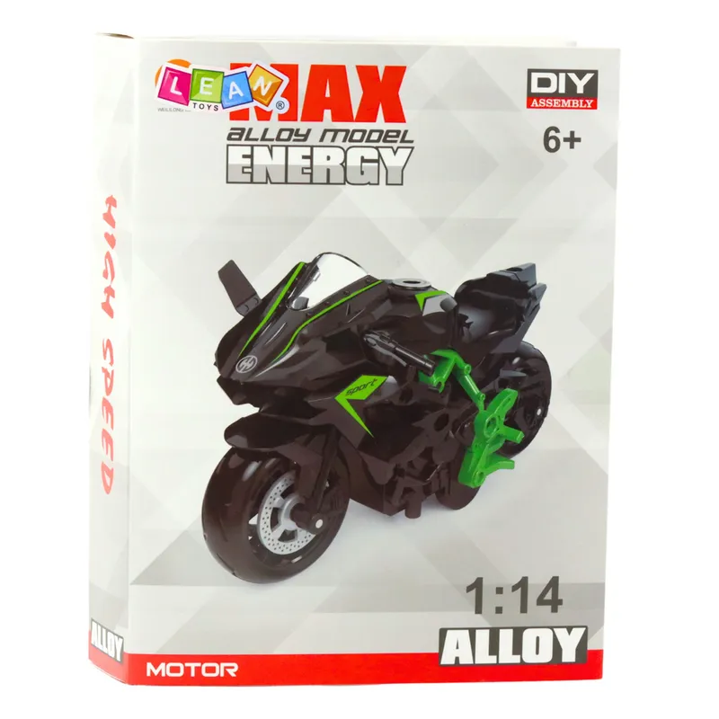 Motocykl Do Składania Skręcania Metal 1:14 DIY - Pomarańczowo-Zielony