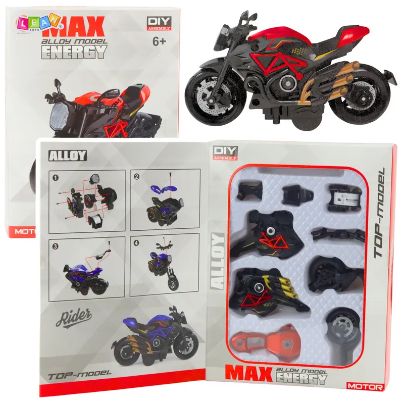 Motocykl Do Składania Skręcania Metal 1:14 DIY - Pomarańczowy