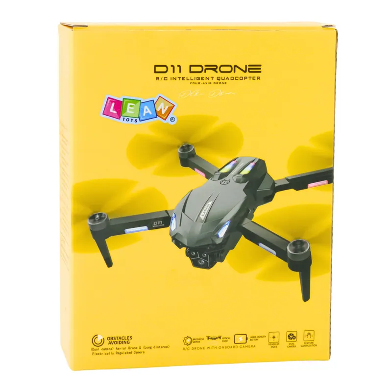 Dron D11 Zdalnie Sterowany Kamera HD WIFI Sterowanie Gestami Pilot - Żółty