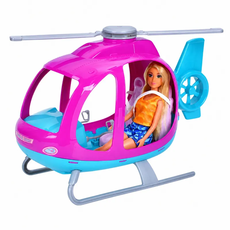 Zestaw Lalka Anlily Duży Helikopter Ruchome Śmigła Zestaw - Fioletowy