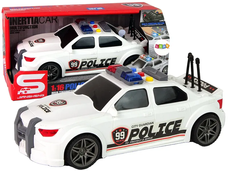 Auto Sportowe Otwierany Bagażnik Policja Światła Dźwięki 1:16 - Biały