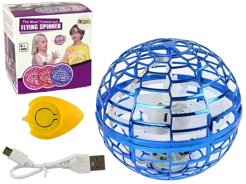 Latająca Wirująca Kula Flynova Sterowana Ręką LED 10 cm - Niebieska