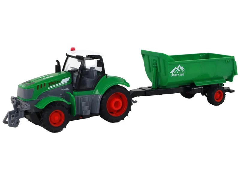 Zdalnie Sterowany Ciągnik Traktor R/C Z Przyczepą 1:24 Światła - Zielony