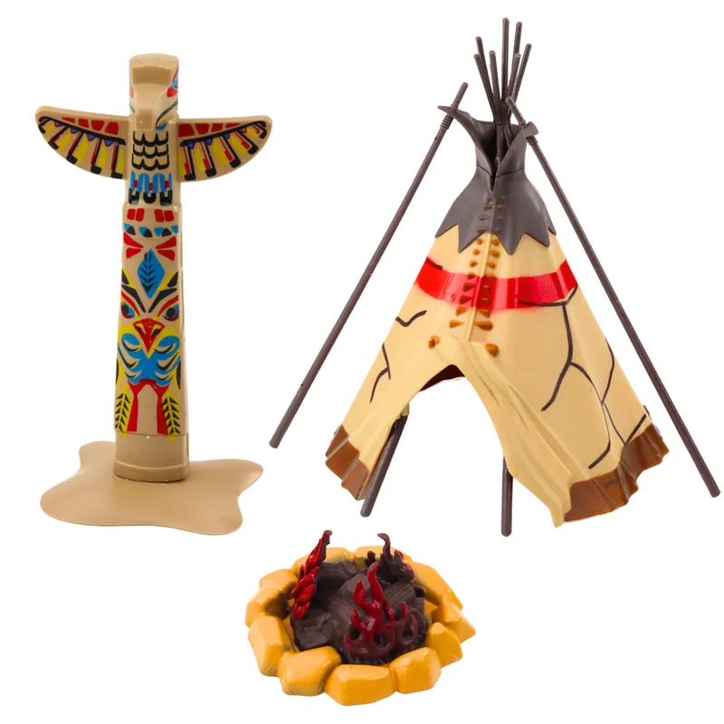 Zestaw Indiański Figurki Wioska Indianie Namiot Tipi KajakTotem