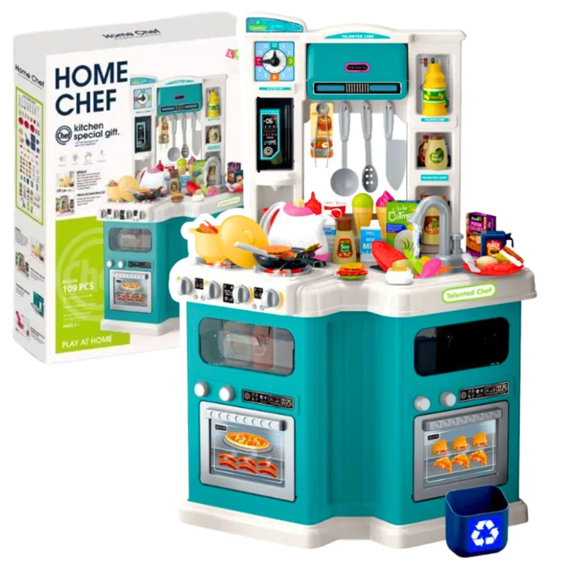 Duża Kuchnia Dla Dzieci Home Chef Dźwięki Gotowania Akcesoria 109 el