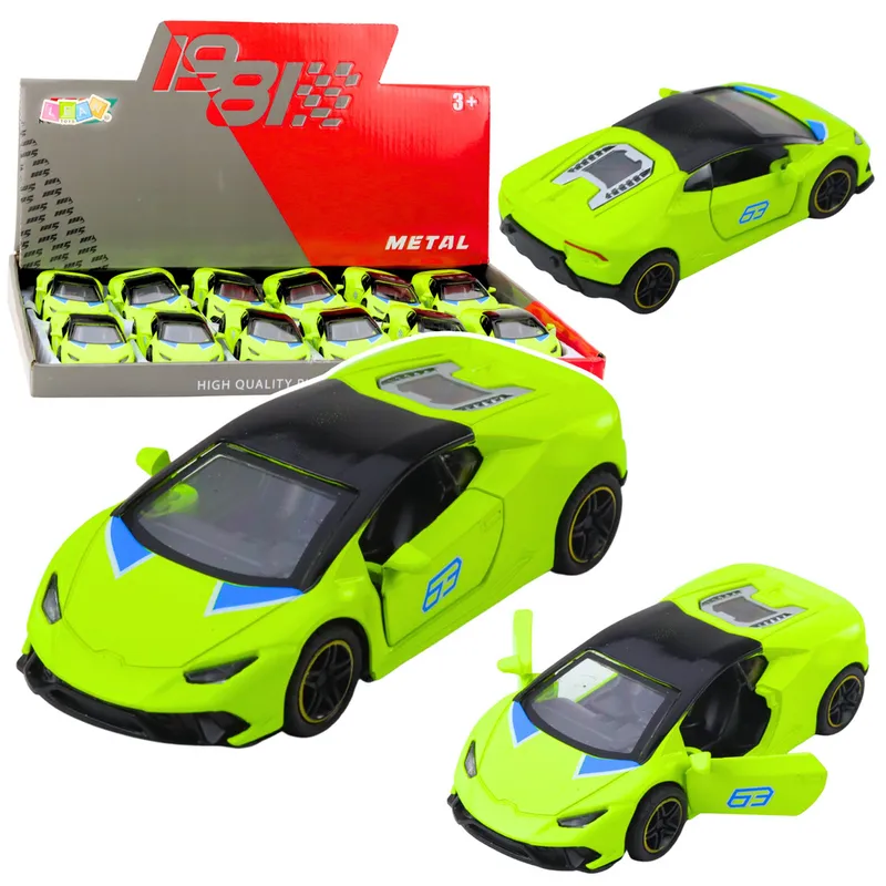 Samochód Sportowy Napęd Pull Back Metalowy Neonowy 1:43 - Zielony