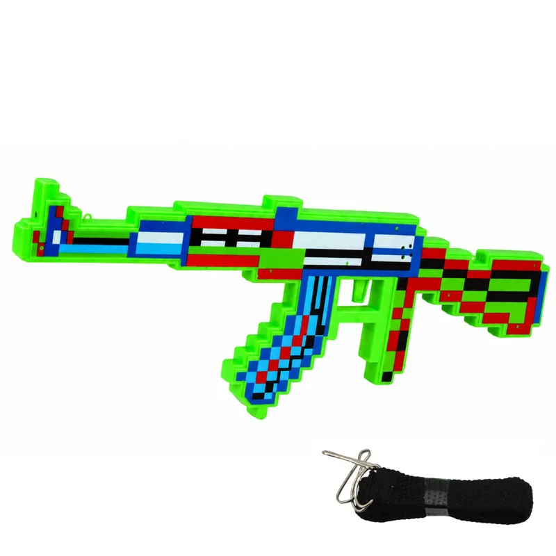 Karabin Pikselowy Broń Światła Dźwięki Niebieski Zielony Czerwony 39cm