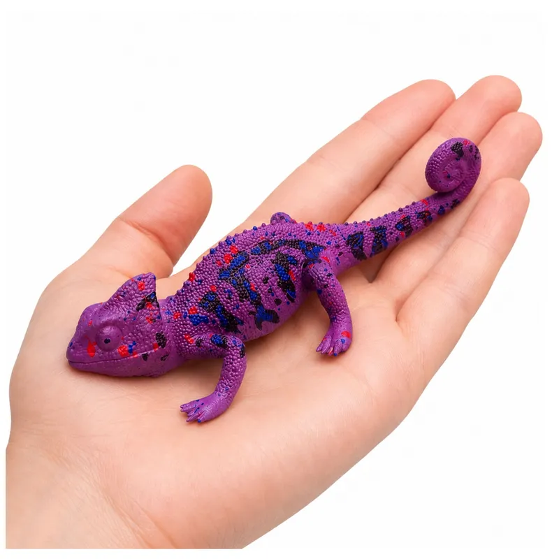 Kameleon Gumowa Figurka Rozciągliwa Realistyczna Gad 14 cm - Fioletowy