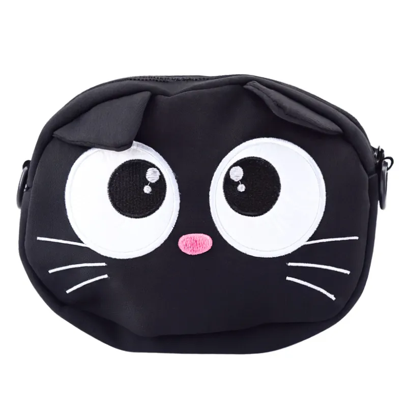 Torba Saszetka Kot Zasuwana Kieszeń Regulowany Pas 21 x 16 cm - Czarna