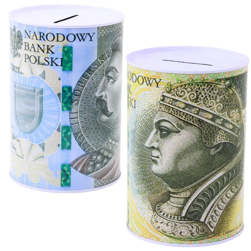 Skarbonka Metalowa Dla Dzieci Banknot 200 / 500 Złotych 15 x 10,5 cm