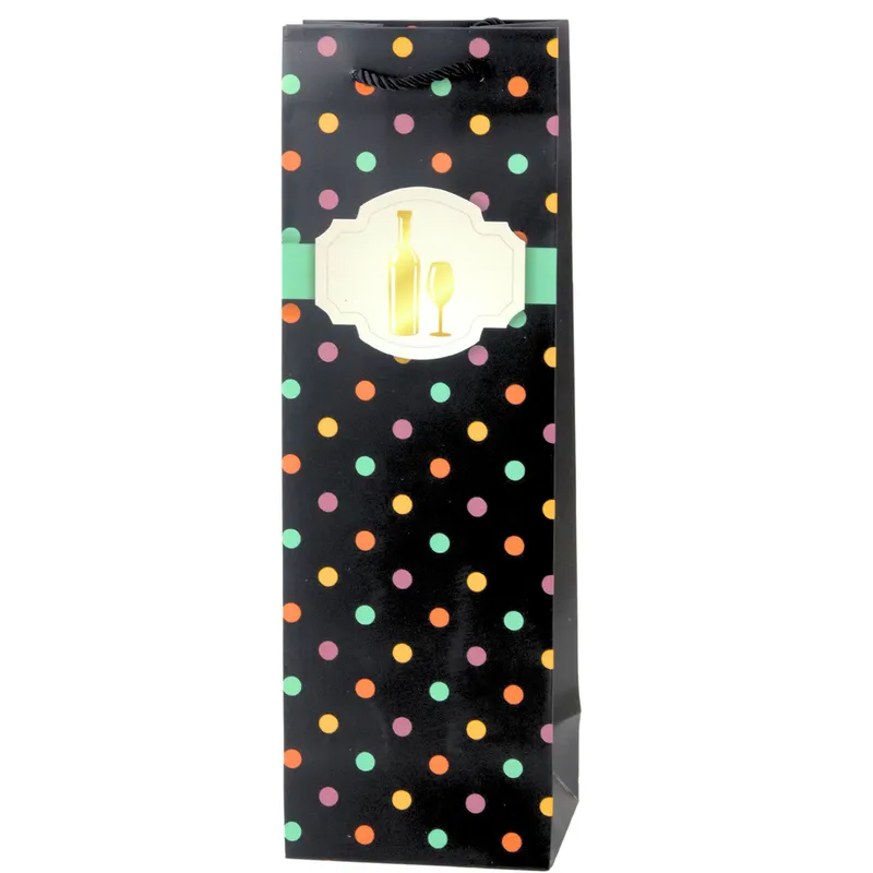 Torba Prezentowa Na Wino Butelkę W Kropki 35 x 12 x 9 cm