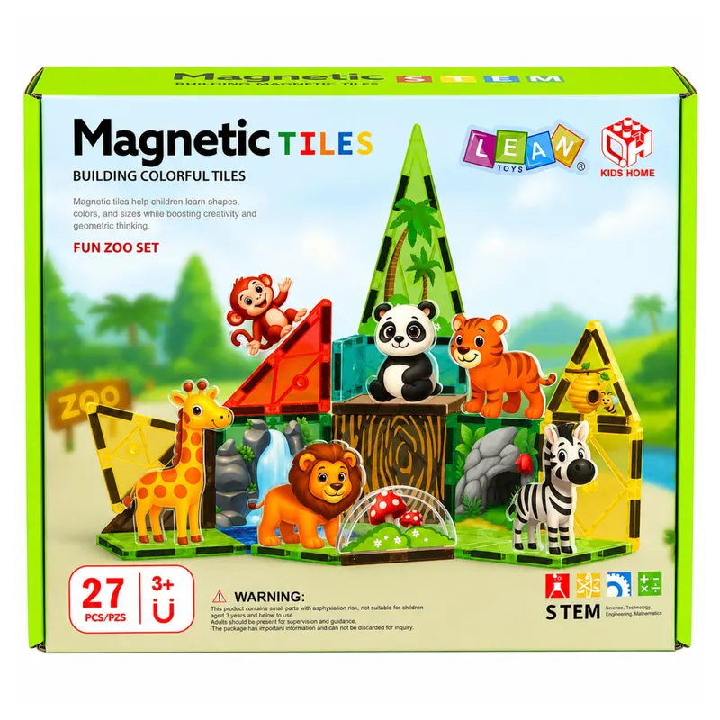Klocki Magnetyczne Konstrukcyjne Dzikie Zwierzęta Dżungla ZOO 27 el