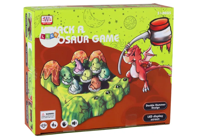 Gra Wack-A-Mole Dinozaury Plansza Młotki Światła Dźwięki - Zielona