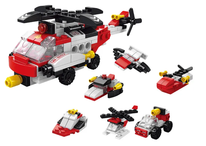 Klocki Konstrukcyjne Helikopter 6w1 Zestaw DIY Pojazdy 117 Ele