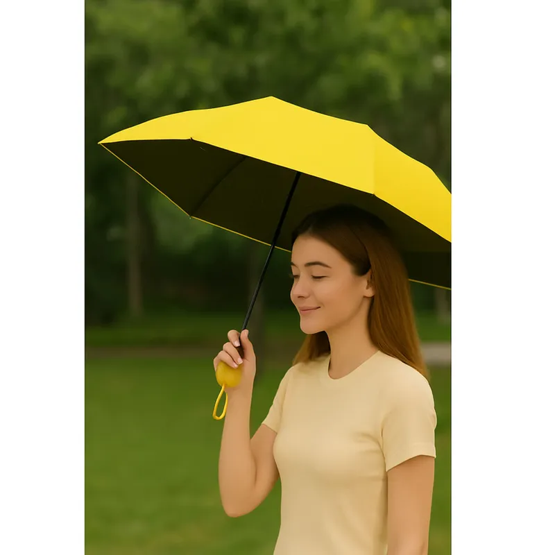 Parasolka Kieszonkowa Składana Z Ochroną UV UPF 50+ Etui 90 cm - Żółta