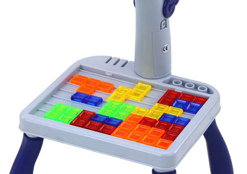 Mini Projektor Stolik Tetris 2w1 Jednorożec - Niebieski