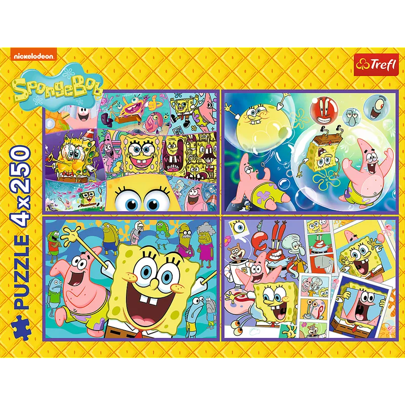 Puzzle - 4x250 - Szalony Świat Sponge Boba - TREFL 13342