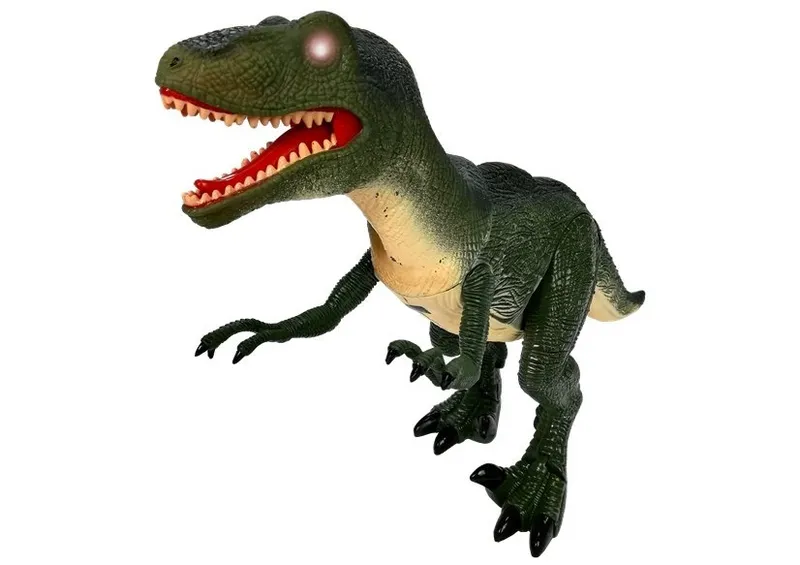 Dinozaur Velociraptor Porusza Się Ryczy Świeci