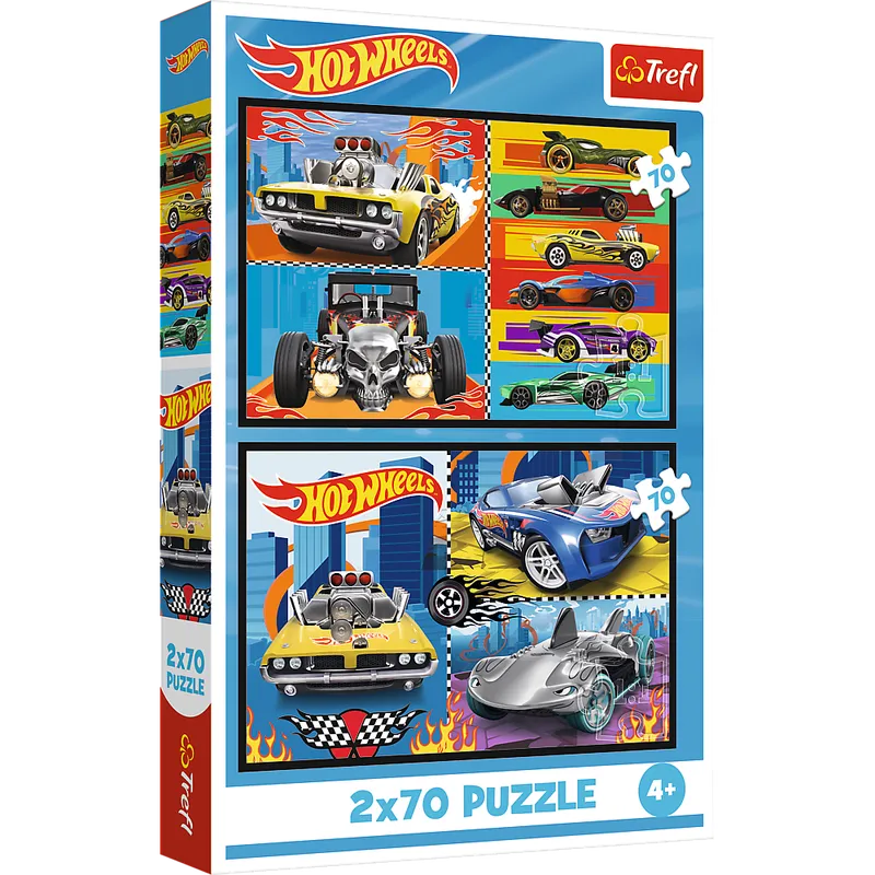 Puzzle - 2x70 - Samochodziki - Hot Wheels - TREFL 34442