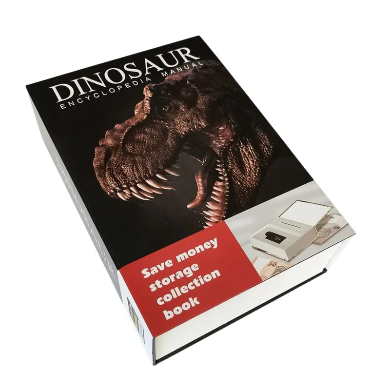 Książka Ukryta Skarbonka Sejf Na Kod Szyfr Dinozaur - Czarna