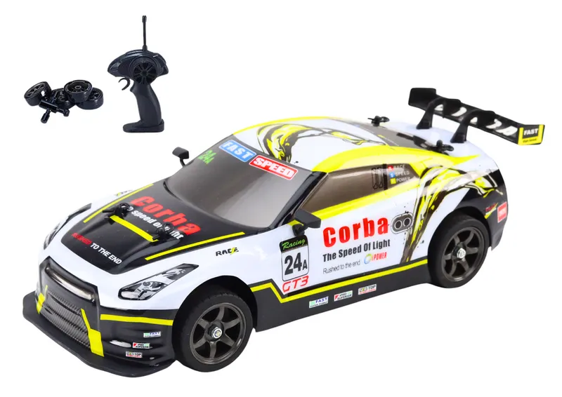 Auto Sportowe RC 1:16 Drift Wymienne Koła - Biało-Żółte