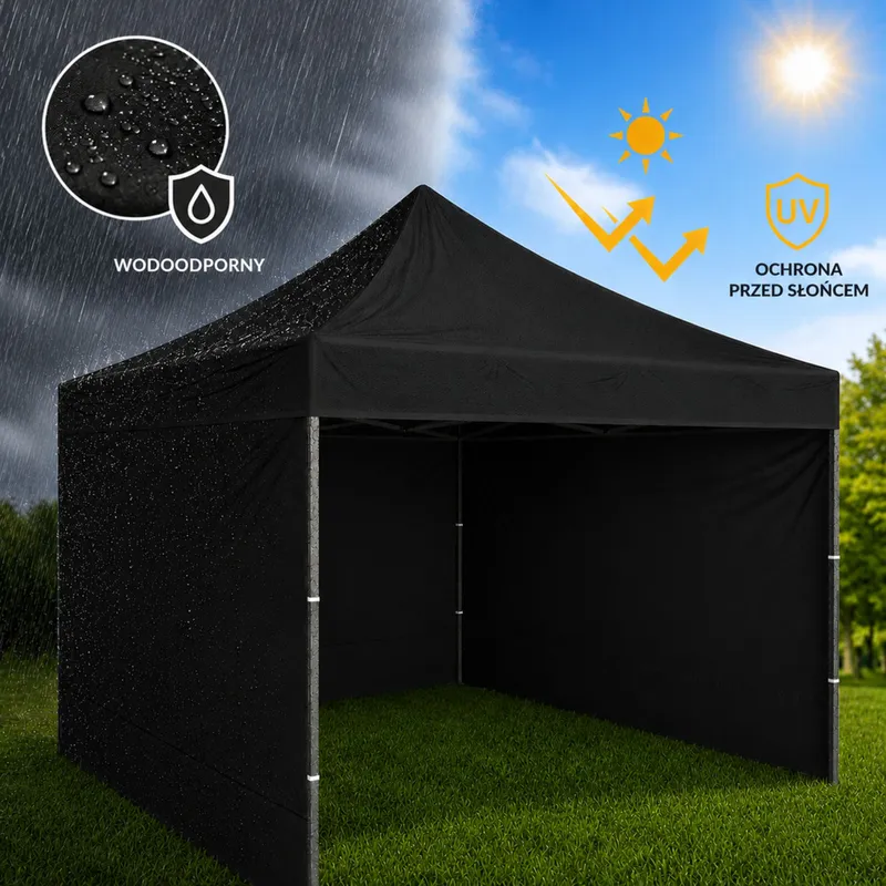 Namiot Ogrodowy Ekspresowy Pawilon Handlowy Cateringowy 3x3m - Czarny